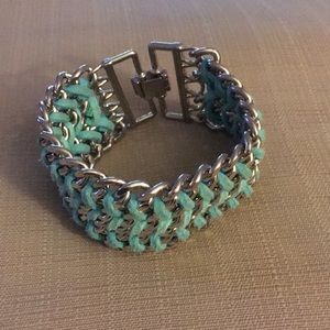 Turquoise Suede Wrapped Chain Bracelet